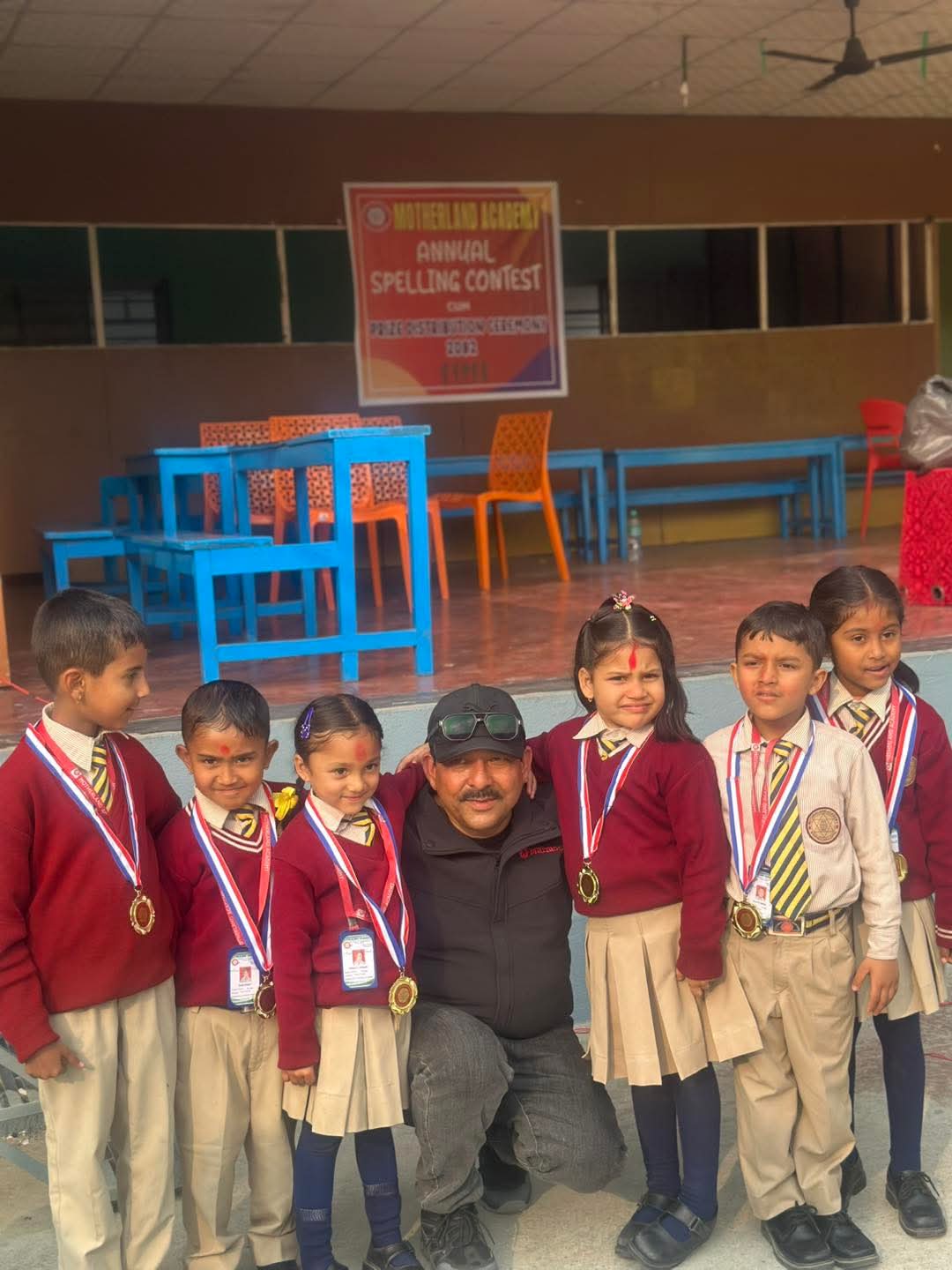 Small Students with our respected Principal Sir